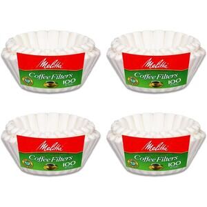 100-Count 8 - 12 cups Cup White Basket Coffee Filters x4 (400 Filters Total)